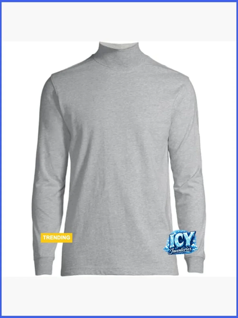 Cotton-Blend Mock Turtleneck Thermal Top Long Sleeve